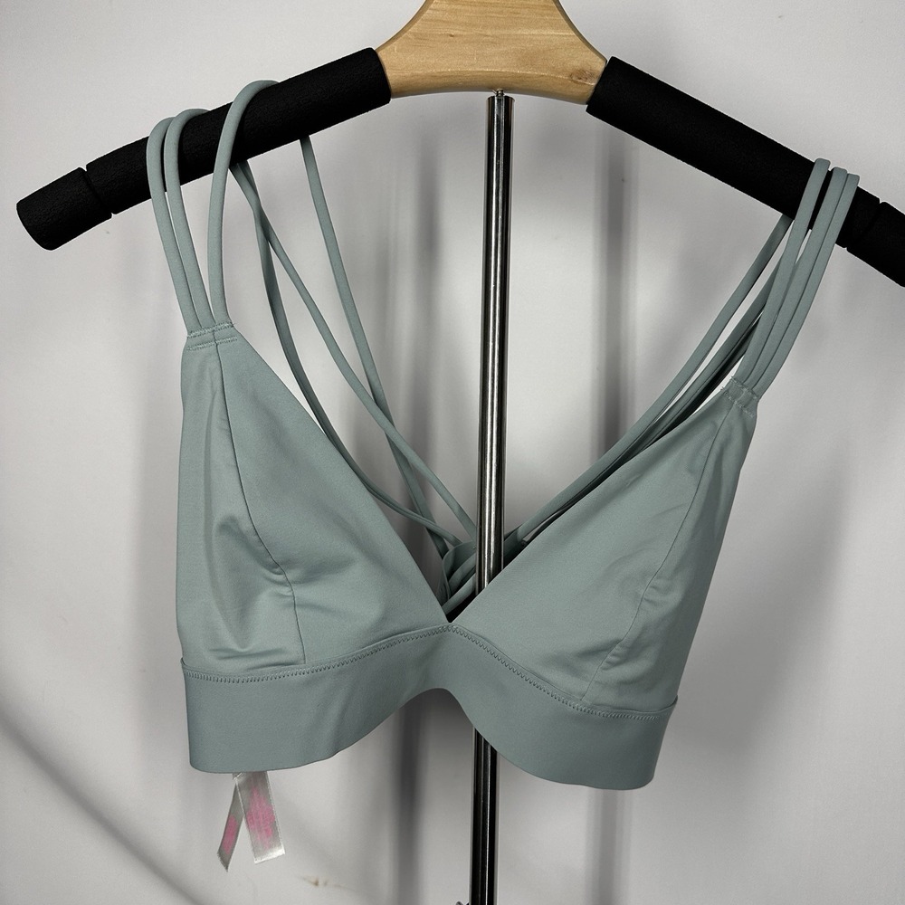 EUC Victoria's Secret PINK Bonded Strappy Gray/Sage Bralette Size M